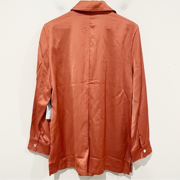 CHICO’S Satin Utility Explorer Jacket Long Sleeve Desert Red NEW Size 2 US 12/14 - Picture 7 of 16